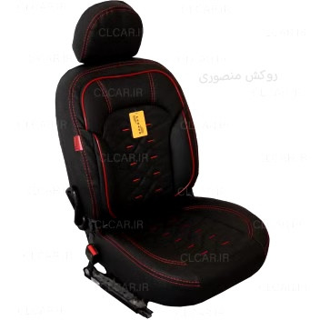 روکش صندلی خودرو کوییک و تیبا2 پارچه مشکی نوار قرمز طرح سوپر vip