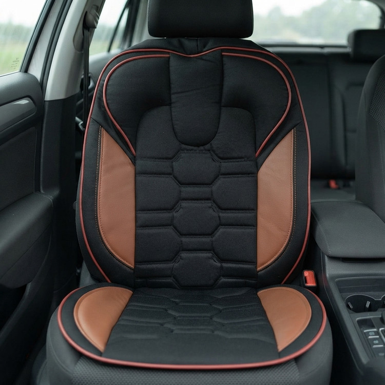 روکش صندلی خودرو اطلس چرم و پارچه مشکی مارون طرح vip حریر